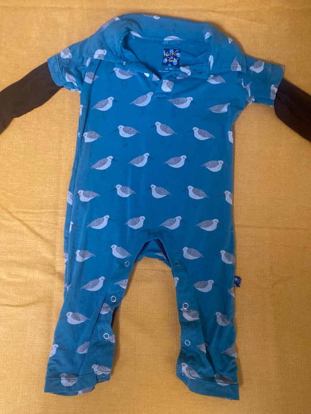 Kickee Pants Blue Bird-Print Baby bamboo One-Piece
